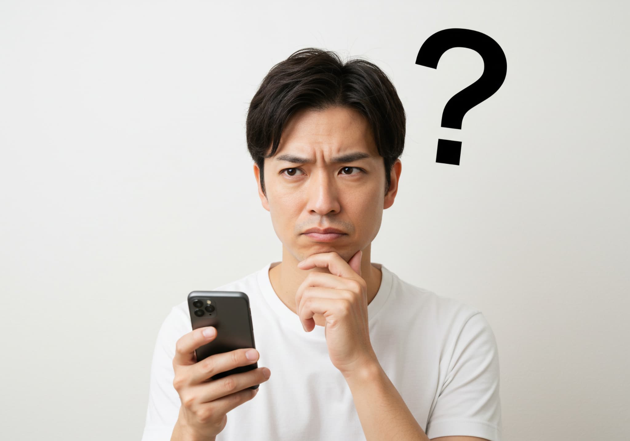 セラミックの歯とはどんなものかスマホで調べる男性